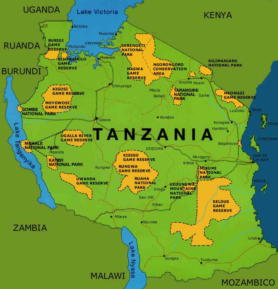 Mappa-parchi-della-Tanzania