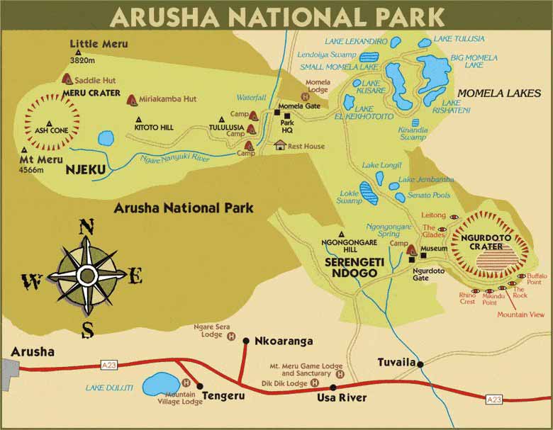 mappa parco Arusha