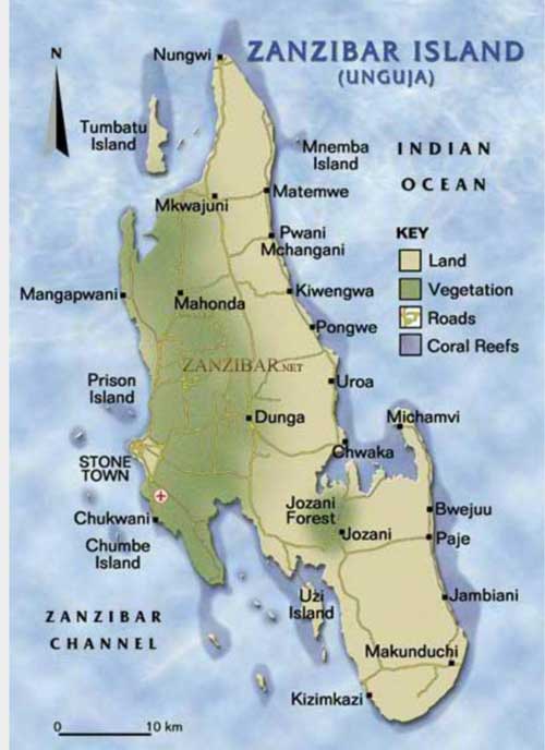 mappa Zanzibar